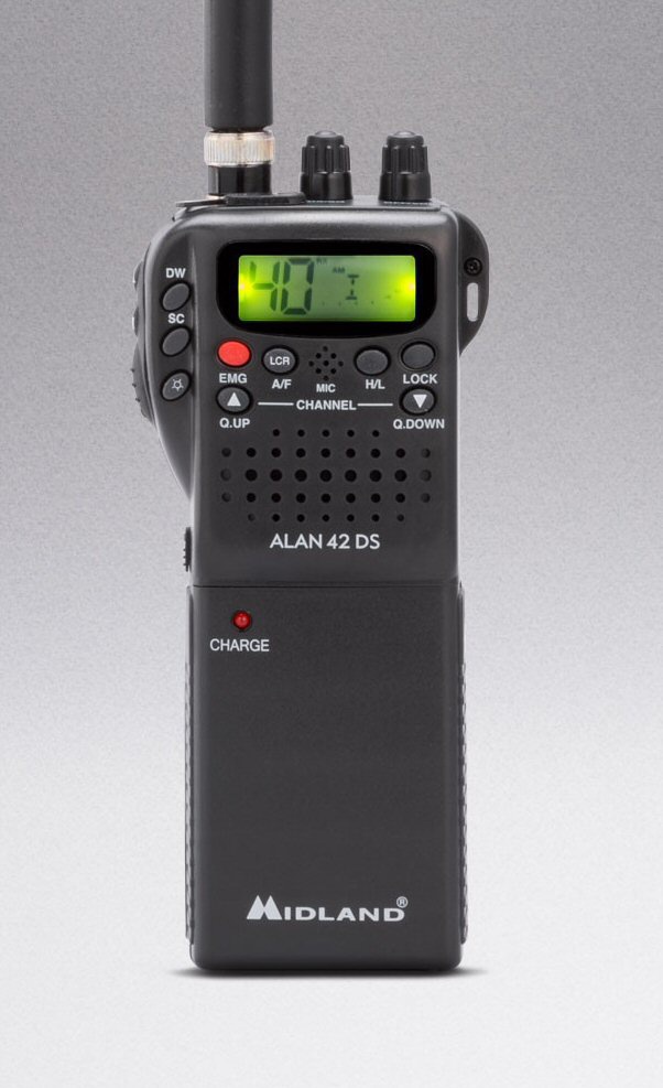 CB Portable Midland Alan 42 DS | Silencieux Automatique | Compact & Puissant | Idéal Communication Route & Loisirs